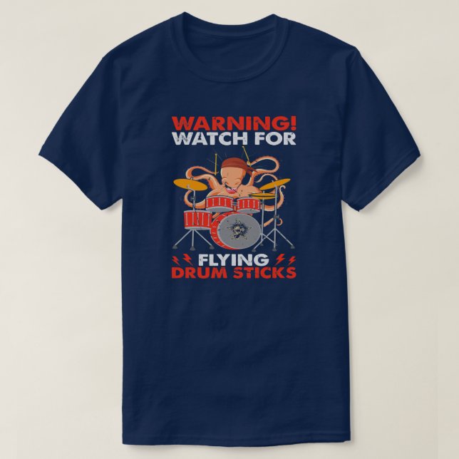 Octopus Uppspelningsdrums varningslarm för flygnin T Shirt (Design framsida)