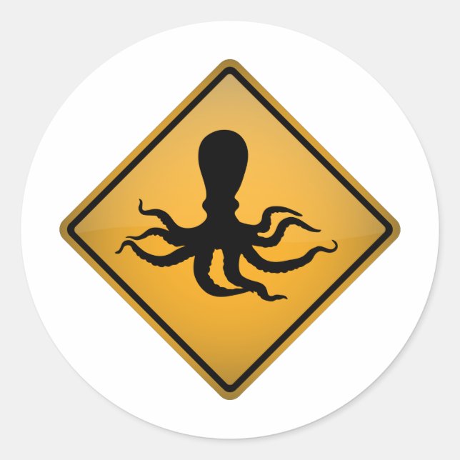 Octopus-varningssignal Runt Klistermärke (Framsida)