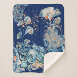 Octopus vattenfärgsfärg Havsflottan orange guld