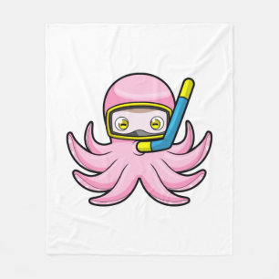 Octopus vid dykning med Snorkel och simmande glasö Fleecefilt