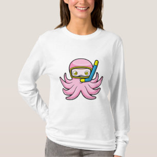 Octopus vid dykning med Snorkel och simmande glasö T Shirt