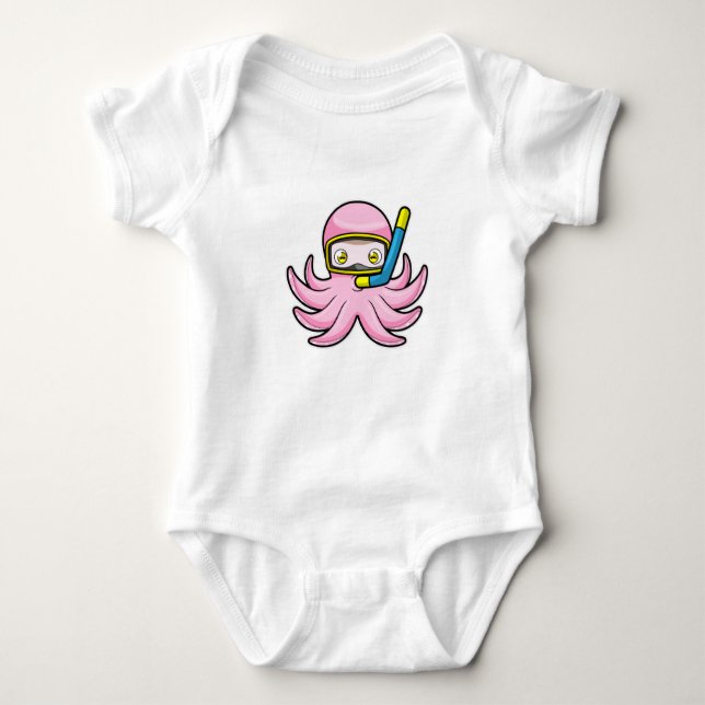 Octopus vid dykning med Snorkel och simmande glasö T Shirt (Framsida)