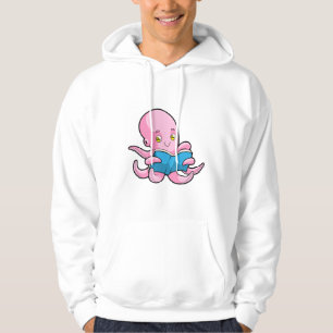 Octopus vid läsning i Bok Hoodie