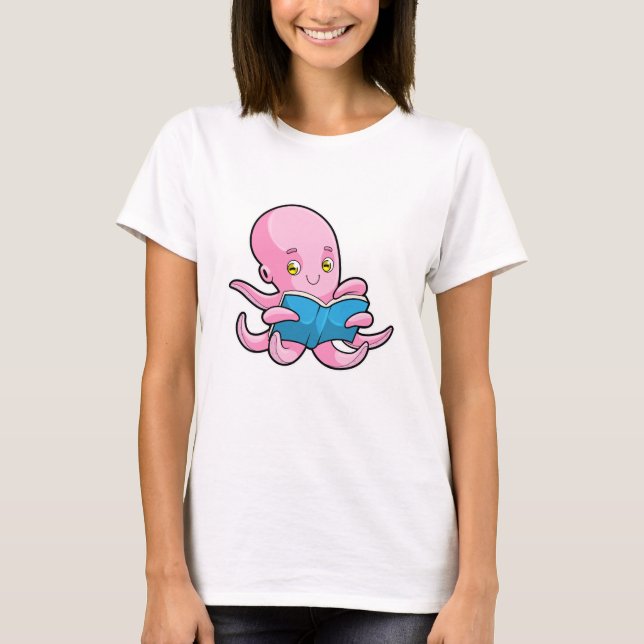Octopus vid läsning i Bok T Shirt (Framsida)