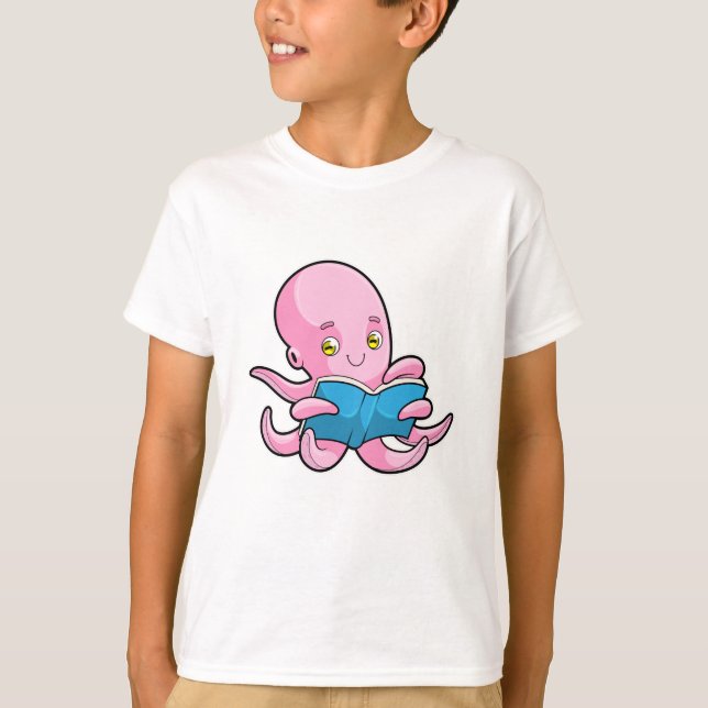 Octopus vid läsning i Bok T Shirt (Framsida)