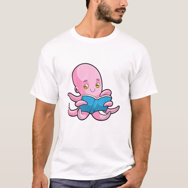 Octopus vid läsning i Bok T Shirt (Framsida)