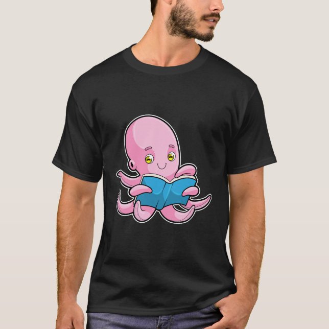 Octopus vid läsning i Bok T Shirt (Framsida)