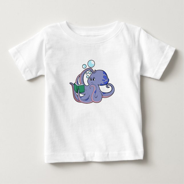 Octopus vid läsning med Bok T Shirt (Framsida)
