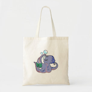 Octopus vid läsning med Bok Tygkasse