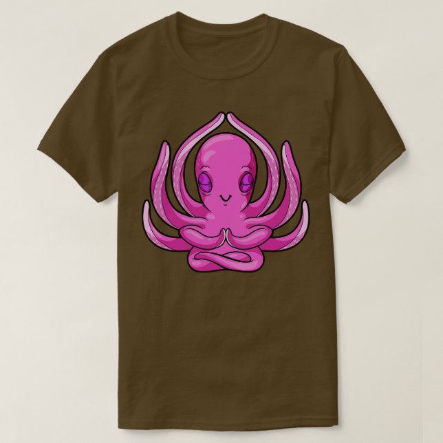 Octopus vid Yoga Exercise T Shirt (Design framsida)