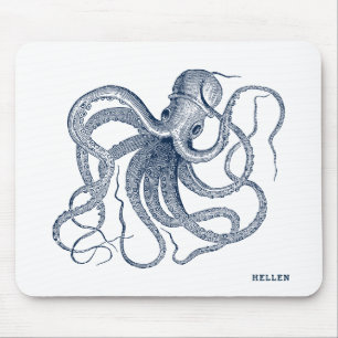 Octopus-Vintagen, marinblått Musmatta