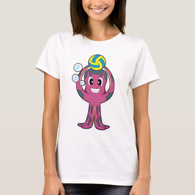 Octopus Volleyball player Volleyball Sports T Shirt (Framsida)