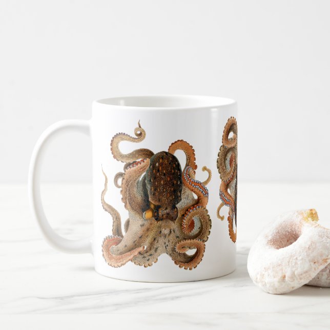 Octopus Vulgaris, Gamla Marina Djur Kaffemugg (Med munk)