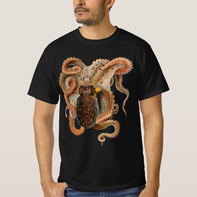 Octopus Vulgaris, Gamla Marina Djur Tee Shirt (Framsida)