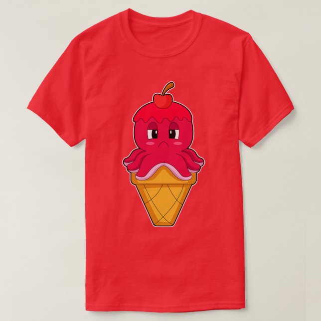 Octopus Waffle glass Cherry T Shirt (Design framsida)