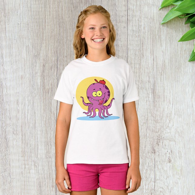 Octopus Wear a Red Boll Cap Girls T-Shirt (Skapare uppladdad)