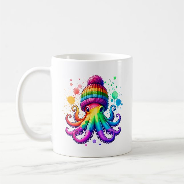Octopus Wearing A Beenie Kaffemugg (Vänster)