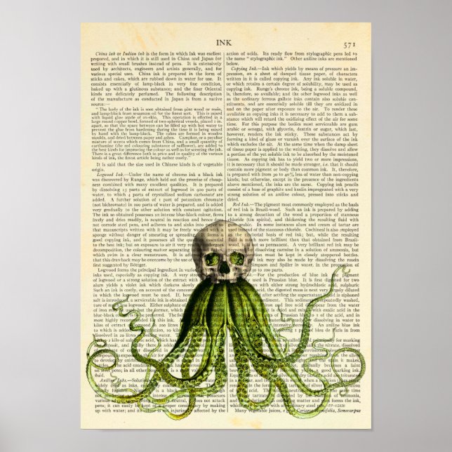 Octopus Wearing a Skull, gotiic, Horror, Squid Art Poster (Framsidan)