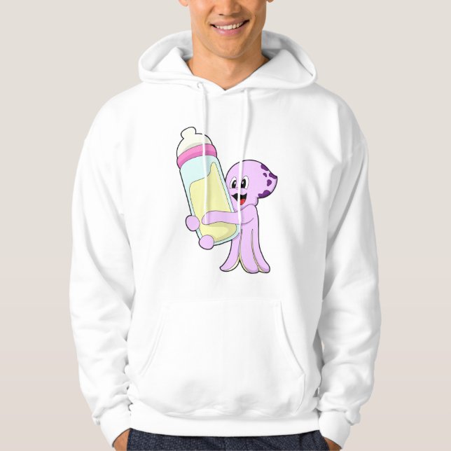 Octopus with Baby bottle Milk Hoodie (Framsida)