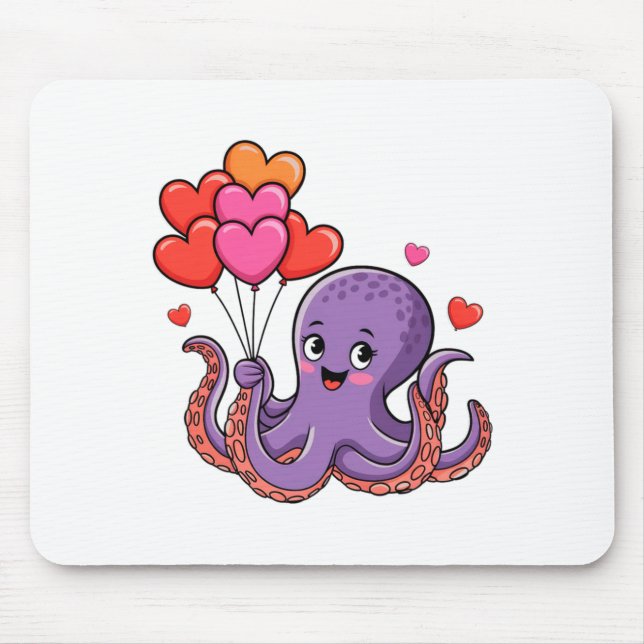 Octopus With Heart Lloons Valentine Day  Musmatta (Framsidan)