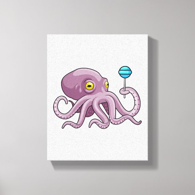Octopus with Lollipop Canvastryck (Framsida)