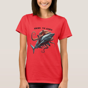 Octopus Wrappas runt en Underbar vit haj URM T Shirt