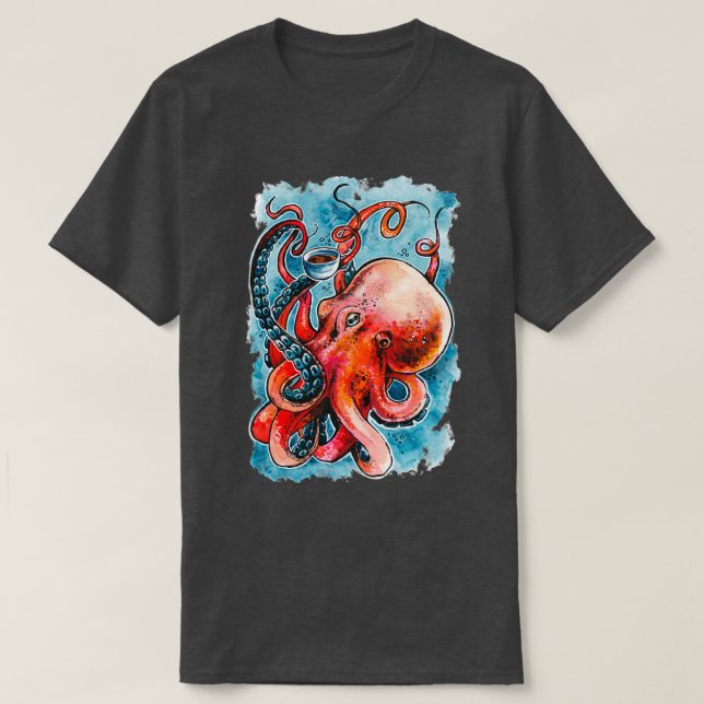 Octorista, alla favoriter cefalopod barista t shirt (Design framsida)