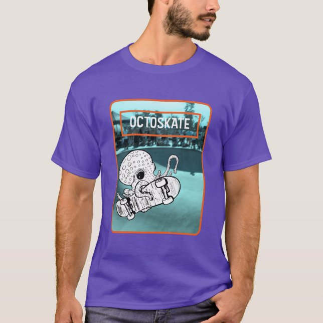 Octoskat 2 Skateboarding Octopus T Shirt (Framsida)