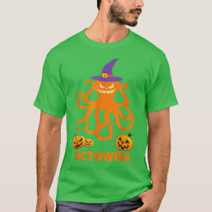Octoween Happy halloween Funny Octopus Pumpkin Wit T Shirt