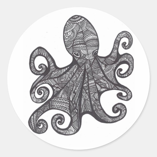 OctoZen Runt Klistermärke (Framsida)