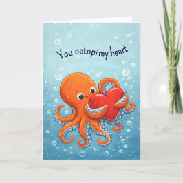 Octupus lover Cute Valentine Helgkort