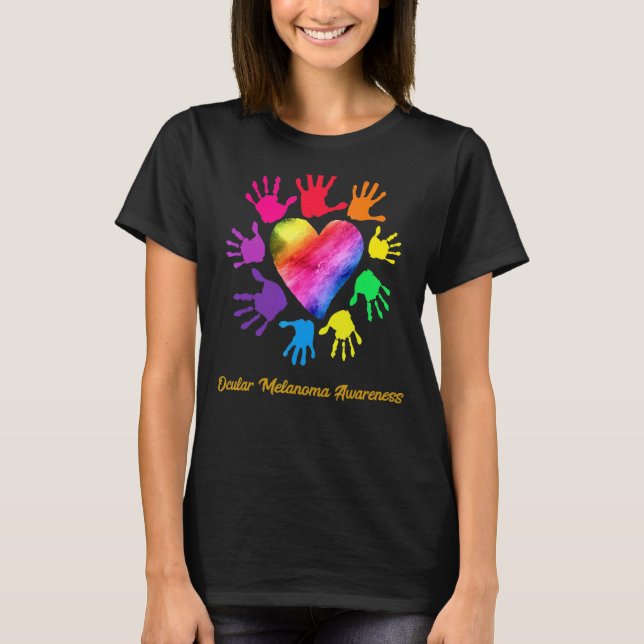 Ocular Melanoma Awareness Händer Ocular Melanoma T Shirt (Framsida)