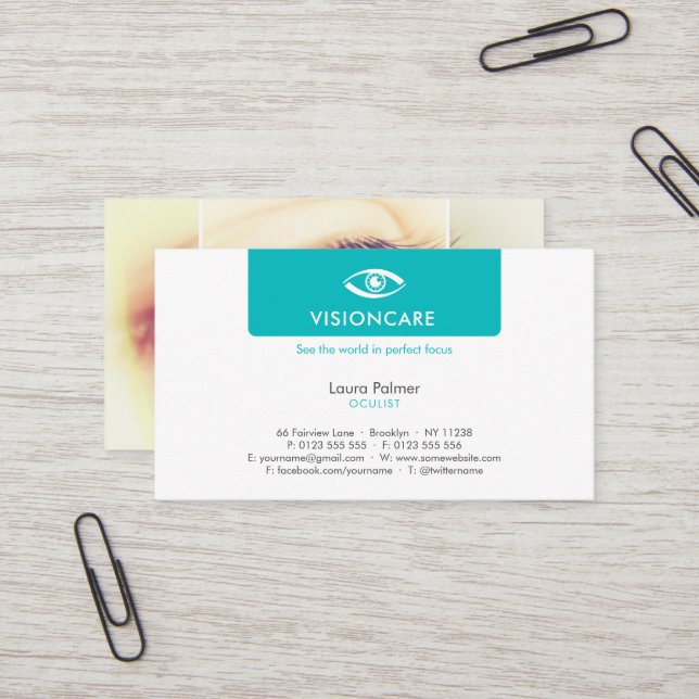 Oculist | Optisk Professionell Visitkort (Fram/Back In Situ)