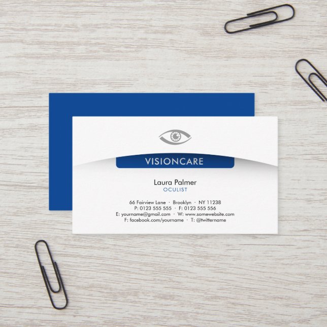 Oculist | Optisk Professionell Visitkort (Fram/Back In Situ)