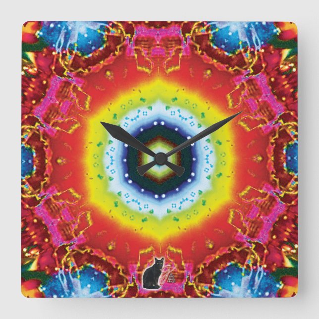 Oculus Kaleidoscope Fyrkantig Klocka (Framsida)