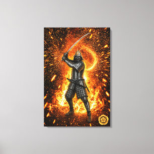 Oda Nobunaga Samurajrustning Eld 20x30 Canvastryck