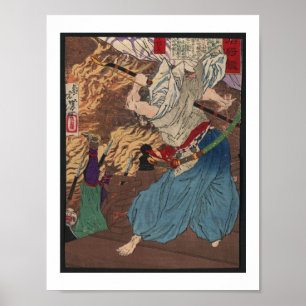 Oda Nobunaga slåss mot Samurai, 1800-talets japans Poster