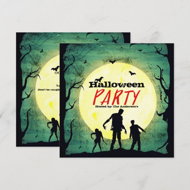 Oda zombie zombie Halloween-fest Inbjudningar (Fram/baksida)