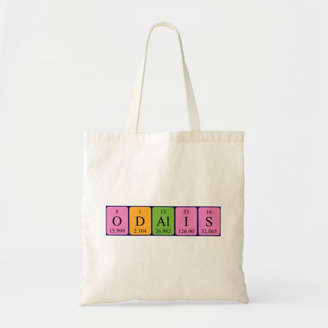 Odalis periodiskt återkommande bord namn-totepåse tygkasse (Framsidan)