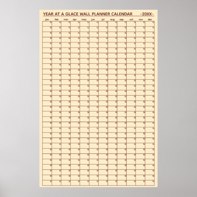 Odaterad Årsöversikt Väggplanerare Kalender Poster (Framsidan)