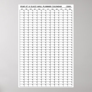 Odaterad Årsöversikt Väggplanerare Kalender Poster