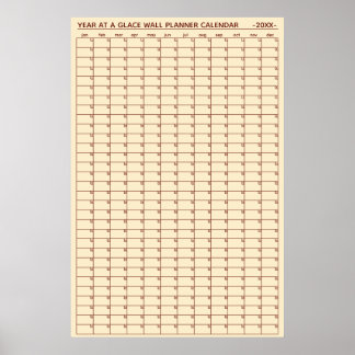 Odaterad Årsöversikt Väggplanerare Kalender Poster