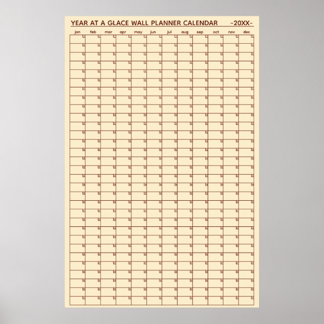 Odaterad Årsöversikt Väggplanerare Kalender Poster (Framsidan)