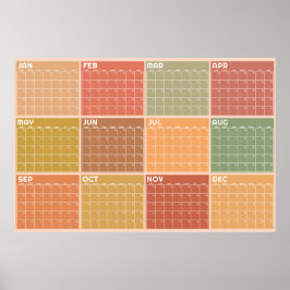 Odaterad Boho Planerare Kalender i jordtoner Poster