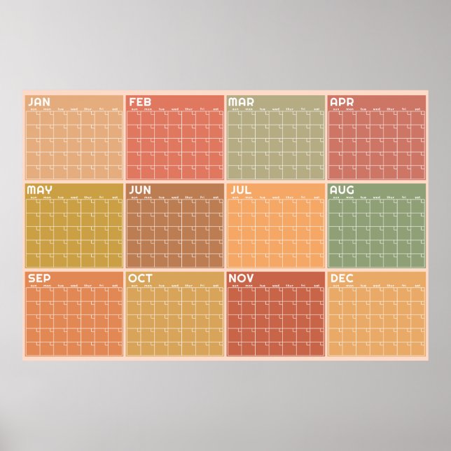 Odaterad tom jordton Boho-plannerkalender  Poster (Framsidan)