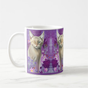 Odd Eyed Siamese Kitten på rosa Kaffemugg