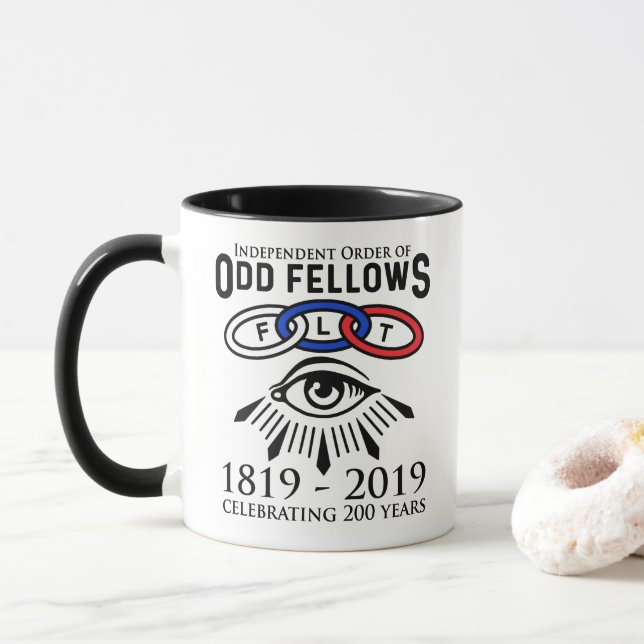 Odd Fellows Links och Öga 200-årsdagen Mugg (Med munk)