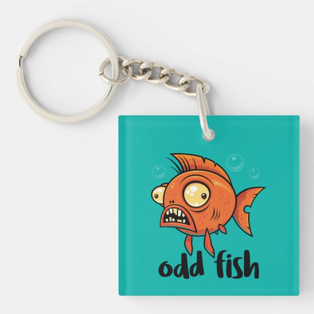 Odd Fish Quirky Funny Orange Goldfish Tecknad (Framsidan)