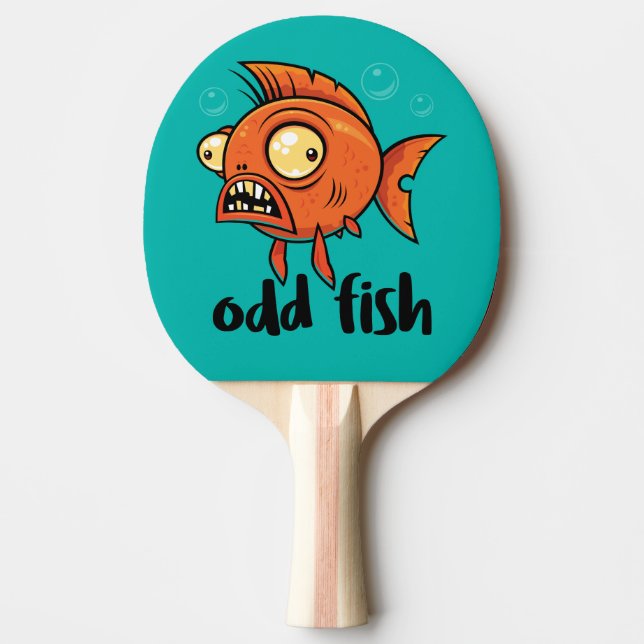 Odd Fish Quirky Funny Orange Goldfish Tecknad Pingisracket (Framsidan)
