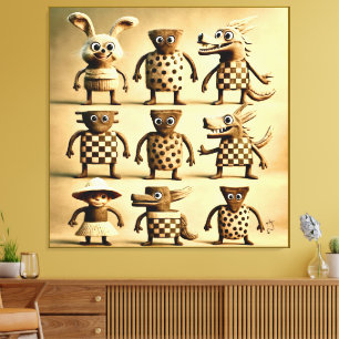 Odd Friends - Checker & Dots CreatFamily Poste Canvastryck